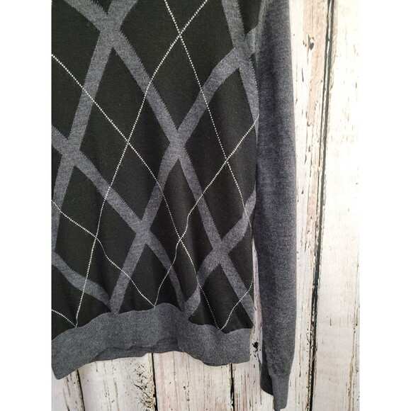 EXPRESS M Merino Wool Argyle Retro Sweater Pullover V-Neck Design Studio EUC! - Picture 3 of 6